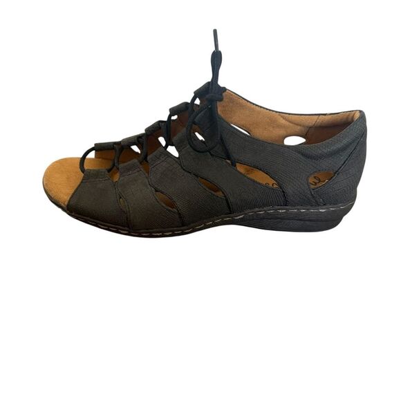Natural Soul Beatrice Sandals 7.5 Wide Black Gladiator Lace Up Open Toe Shoes - Picture 1 of 8